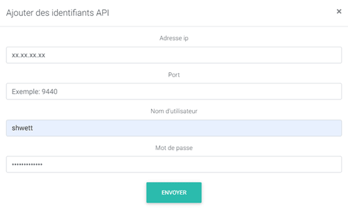 Renseigner l'adresse IP pour la configuration de l'API Nutanix